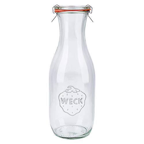 6x WECK-Saftflasche 1062ml mit Gummiring und 2 Klammern im Sale