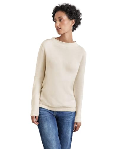 STREET ONE Damen A302771 Pullover Mit Gerolltem Saum, Oak Beige Melange, 38 EU im Sale