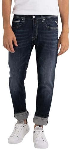 Replay Herren Jeans Grover Straight-Fit Bio, Blau (Dark Blue 007-8), 32W / 32 im Sale