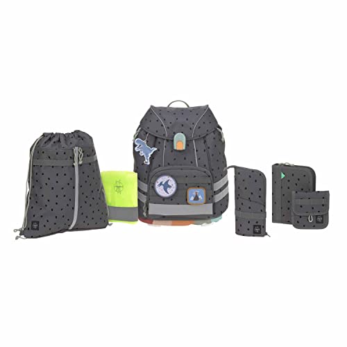 LÄSSIG 7-teiliges Schulranzen Set Kinder/School Set Flexy Unique Speckles anthracite im Sale