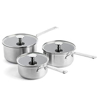 Thumbnail for KitchenAid Stainless Steel PFAS-Free Ceramic Non-Stick 16 cm, 18 cm and 20 cm Saucepan Set with Lids, Clad, Induction, Oven Safe, Silver im Sale