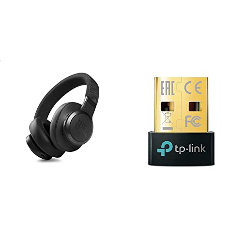 JBL Live 660NC kabelloser Over-Ear Bluetooth-Kopfhörer in Schwarz – Mit Noise-Cancelling und Sprachassistent – Für bis zu 50 Stunden Musikgenuss & TP-Link UB500 Nano USB Bluetooth 5.0 Adapter Dongle