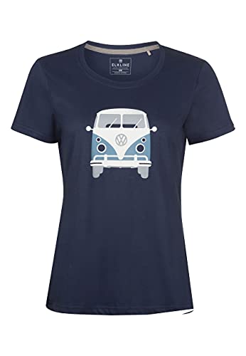 ELKLINE Damen T-Shirt Kult VW T1 Bulli Print 2041155, Farbe:darkblue, im Sale