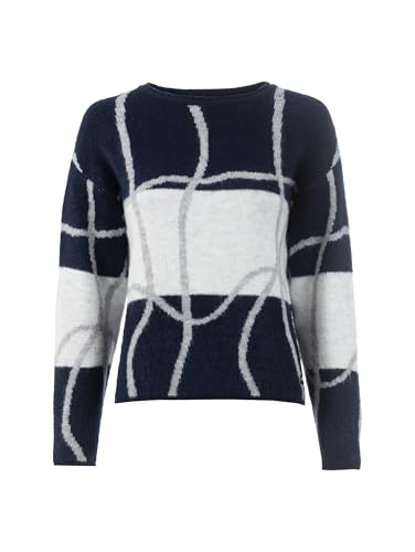 s'questo Strick 1/1 Strickpullover, Rundhalsausschnitt, Blau, grafisches Muster Navy 38 Soquesto Kollektion Sweet Soul im Sale