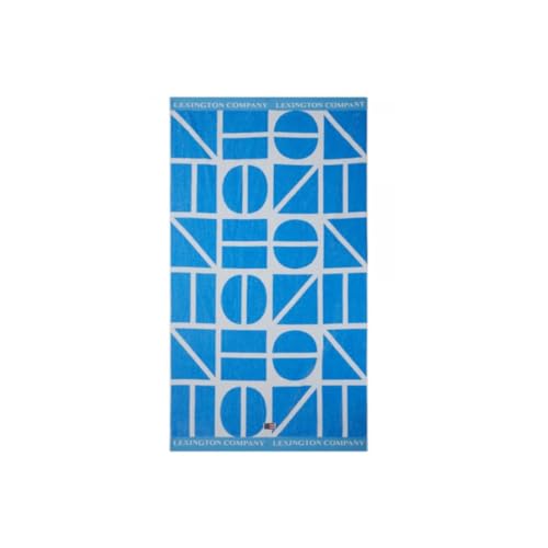 LEXINGTON Graphic Cotton Velour Beach Towel, Blue/White, 100x180