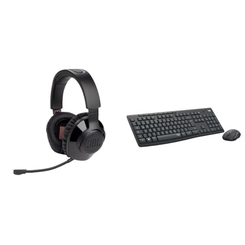 JBL Quantum 350 Over-Ear Gaming Headset – Wireless 2.4 GHz und USB-C-Anschluss & Logitech MK295 kabelloses Tastatur-Maus-Set mit SilentTouch-Technologie im Sale