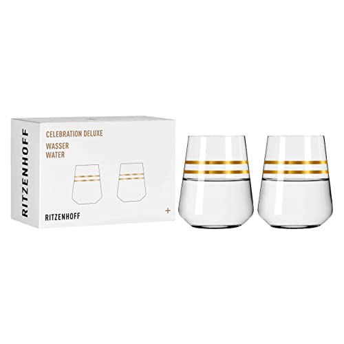 RITZENHOFF 6141003 Wasserglas 400 ml - Serie Celebration Deluxe Set Nr. 3, 2 Stück mit Echt-Gold - Made in Germany im Sale