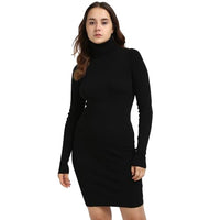 Thumbnail for Calvin Klein Damen Pullover-Kleid Woven Label Tight Sweater Dress mit Rollkragen, Schwarz (Ck Black), im Sale