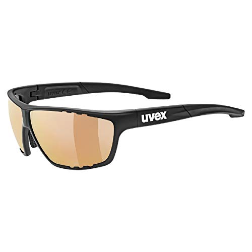 uvex sportstyle 706 CV V - Sportbrille für Damen und Herren - selbsttönend & verspiegelt - konstraststeigernd - black matt/red - one size