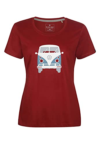 ELKLINE Damen T-Shirt Kult VW T1 Bulli Print 2041155, Farbe:syrahred, im Sale