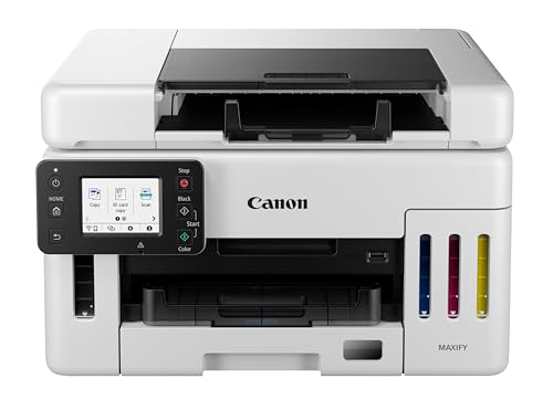 Canon MAXIFY GX4050 MegaTank Multifunktionsdrucker 4in1 (Tintenstrahl, Druck, Kopie, Scan, Fax, ADF 35 Blatt, WLAN, LAN, Touch LCD, Duplex, niedrige Seitenkosten, hohe Reichweite, gerader Einzug) weiß