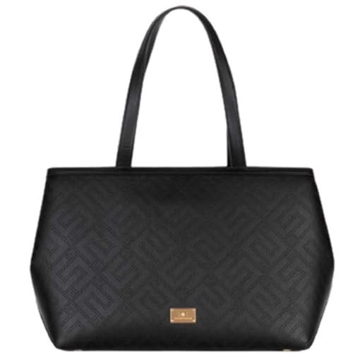 Elisabetta Franchi BS19A36E2 Shopper Tasche mit schwarzem Logodruck, Schwarz , 39 x 26 x 22 cm im Sale