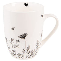 Thumbnail for Clayre & Eef Tasse 300 ml Beige Schwarz Porzellan Blumen Teebecher