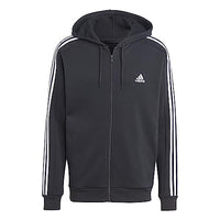 Thumbnail for adidas Herren Essentials Fleece 3-Streifen Full Zip Trainingsjacke mit Kapuze, Schwarz, im Sale