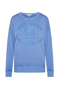 Thumbnail for SOCCX Damen Sweatshirt mit Ausbrenner-Effekten und Print Blue Navy im Sale