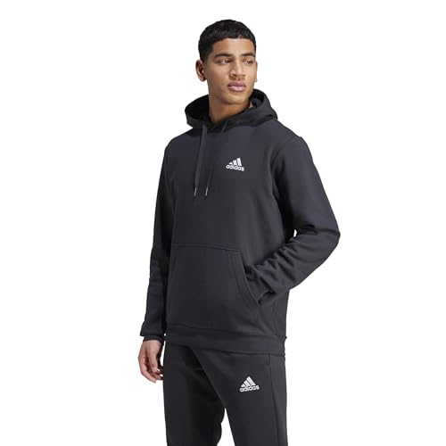 adidas Herren Essentials Fleece Hoodie, Black / White, im Sale