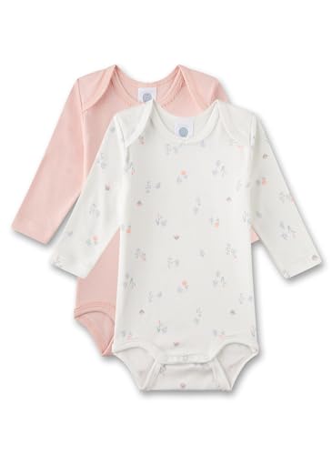 Sanetta Baby-Body Langarm (Doppelpack) Rosa und Weiß mit Blumen | Hochwertiger und nachhaltiger Body für Mädchen aus Bio-Baumwolle. Inhalt: 2er Set Baby Body 086 im Sale