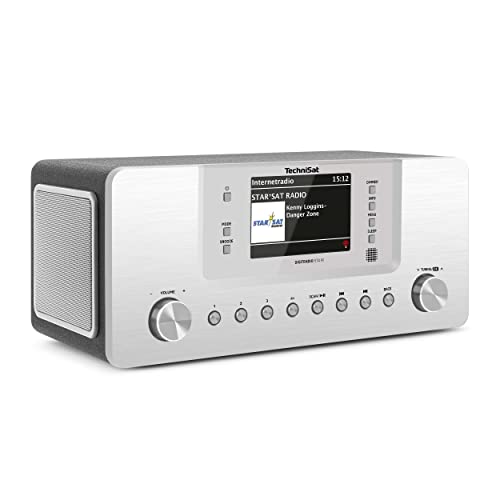 TechniSat DIGITRADIO 574 IR – Stereo-Internetradio (DAB+, FM, WLAN, Bluetooth-Audiostreaming, 4 Zoll Farbdisplay, USB, AUX in, Kopfhöreranschluss, Wecker, 10 Watt, App-/Fernbedienung) Silber im Sale