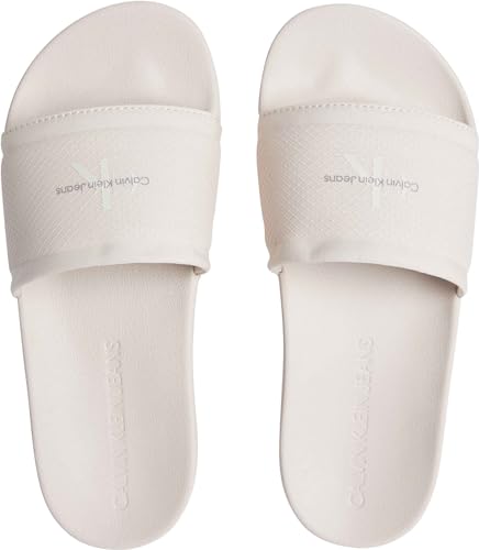 Calvin Klein Jeans Damen Slide METALLIC IN MTR YW0YW01507 Flip Flops, Beige (Creamy White/Bright White), 41 EU im Sale