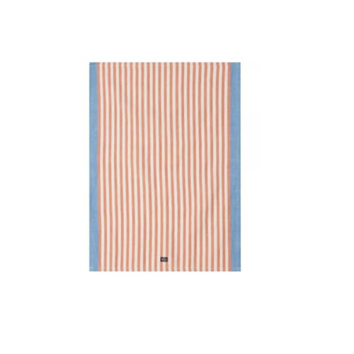 LEXINGTON Striped Cotton/Linen Kitchen Towel, Terra/White, 50x70 im Sale