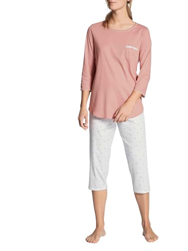 CALIDA Sweet Dreams Pyjama lang Damen, aus 100% Baumwolle, Hose mit stoffbezogenem Gummibund im Sale