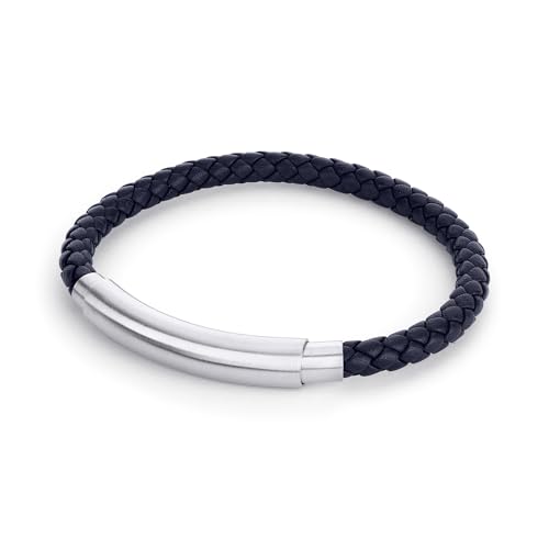 FYNCH HATTON Lederarmband mit Edelstahl in blau FHJ-0096-B-88