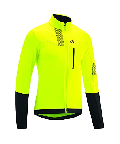 Gonso Valaff, Herren Fahrradjacke, Wasserabweisende Softshelljacke, Winddicht, G-Shell für optimale Wärmeisolierung, Enganliegende Passform, PFC-frei, Gelb, Gr. im Sale