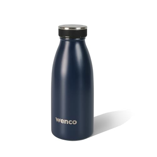 wenco Edelstahl Trinkflasche marineblau - 350ml - Perfekt für Kinder, BPA-Frei, Auslaufsicher, Kohlensäure geeignet - Kleine Thermosflasche für Sprudel, Sport, Schule, Fitness