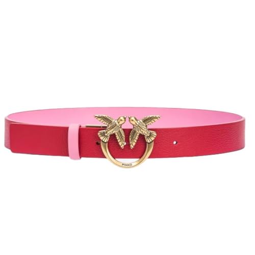 Pinko Damen Love Berry H3 Belt Leder mit Seide Gürtel, Rn6q_Mult.rot/pink-Antique Gold, im Sale