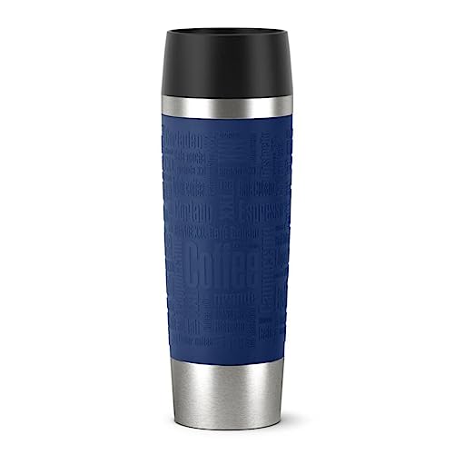 Emsa 515618 Travel Mug Classic Grande | 500ml | Thermobecher | Isolierbecher | hält 6h heiß | 12h kalt |100% dicht | auslaufsicher | Easy Quick-Press-Verschluss | 360°-Trinköffnung | Blau | 1 Stück