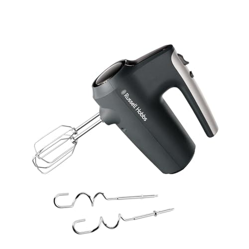 Russell Hobbs Handmixer (elektrisches Handrührgerät zum Backen, 5 Geschwindigkeiten+Turbomodus, spülmaschinenfeste Quirle & Knethaken, Schüssel- und Fersenstütze, 350W] Matte Charcoal 27151-56 im Sale