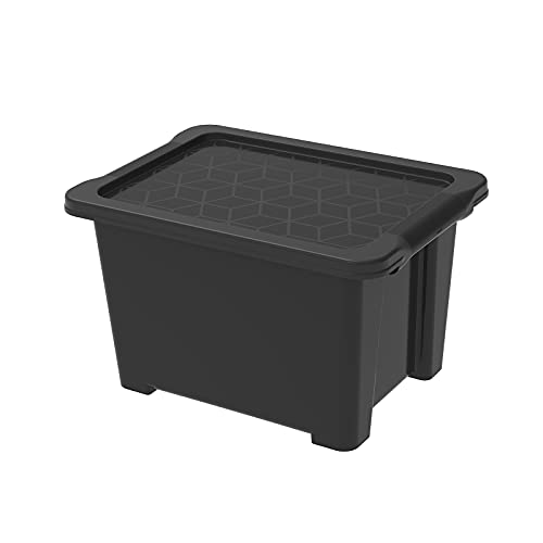 Rotho Evo Easy Aufbewahrungsbox 15l mit Deckel, Kunststoff (PP recycelt), schwarz, 15l (39.0 x 28.0 x 23.0 cm) im Sale