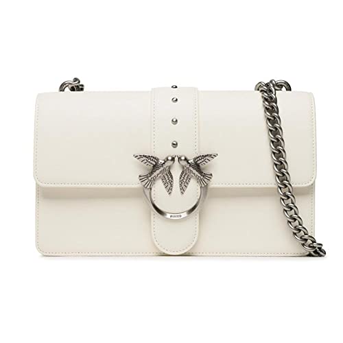 Pinko Damen Love One Classic C Vitello Set Tasche, Z14o_White Silk-old Silver im Sale