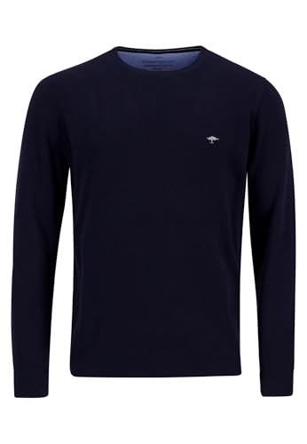 FYNCH-HATTON Casual-Fit Feinstrickpullover mit O-Ausschnitt aus Reiner Baumwolle Navy/ im Sale