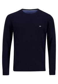 Thumbnail for FYNCH-HATTON Casual-Fit Feinstrickpullover mit O-Ausschnitt aus Reiner Baumwolle Navy/ im Sale