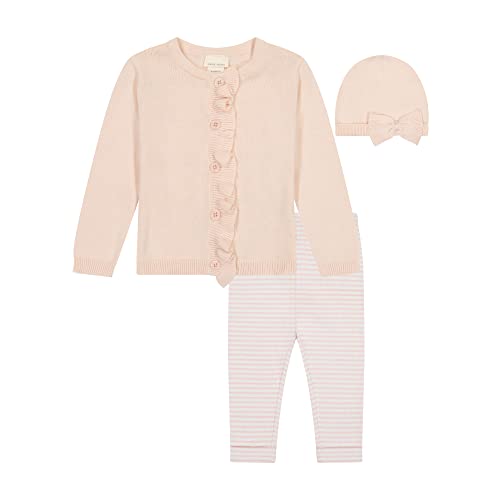 Laura Ashley 3-Piece Infant Clothes Set with Baby Sweater, Leggings and Knit Hat, 100% Cotton Knitted Outfit, Pink/3-6 Months im Sale