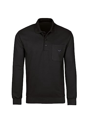 TRIGEMA Herren Langarm Polo aus Sweat-Qualität,Schwarz,4 im Sale