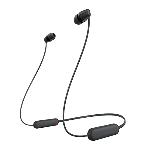 Sony kabellose WI-C100 In-Ear-Kopfhörer (bis zu 25 Stunden Akkulaufzeit, optimiert für Sprachassistenten, integriertes Mikrofon für Telefonate, Bluetooth), Schwarz, klein im Sale