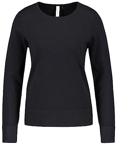 Gerry Weber Damen Langarmpullover aus Feinstrick Ärmelbündchen, Langarm unifarben Navy 40 im Sale