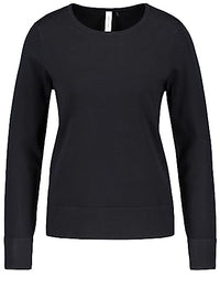 Thumbnail for Gerry Weber Damen Langarmpullover aus Feinstrick Ärmelbündchen, Langarm unifarben Navy 40 im Sale