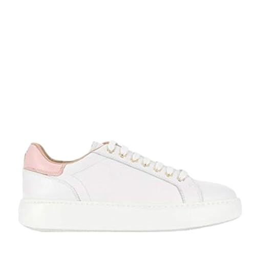 Sneakers aus weißem Leder mit Ledereinsätzen Pink, Weiß - Bianco - im Sale