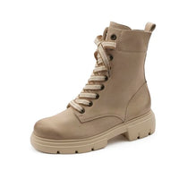 Thumbnail for Paul Green Damen Schnürbootie, Frauen Combat Boots,halbstiefel,Kurzstiefel,uebergangsschuhe,uebergangsstiefel,Stiefel,Beige (Almond),39 EU / 6 UK im Sale