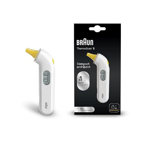 Braun ThermoScan 3 Ohrthermometer | Schnelle 1-Sekunden-Messung | Akustische Fieberanzeige | Digitaldisplay | Baby- und kleinkindfreundlich | Die #1 Marke bei Ärzten(1) | IRT3030 im Sale