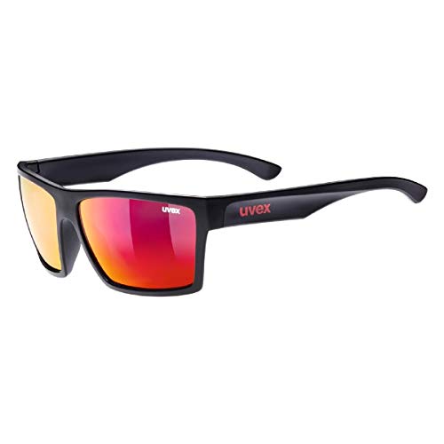 uvex LGL 29 - Sonnenbrille für Damen und Herren - verspiegelt - Filterkategorie 3 - black matt/red - one size