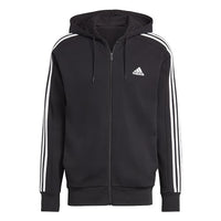 Thumbnail for adidas Herren Essentials French Terry 3-Stripes Full-Zip Hoodie, Black/White, im Sale