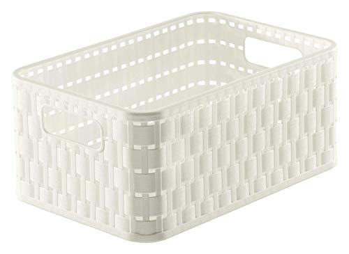 Rotho Country Aufbewahrungskiste 4l in Rattan-Optik, Kunststoff (PP) BPA-frei, weiss, A6+/4l (23,7 x 15,8 x 10,8 cm) im Sale