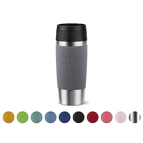 Emsa N20205 Travel Mug Classic Tasse isotherme 360ml | Acier inoxydable | 4h chaud et froid 8h | 100% étanche | Anti-fuite | Passe au lave-vaisselle | Ouverture à 360° | Gris poivre