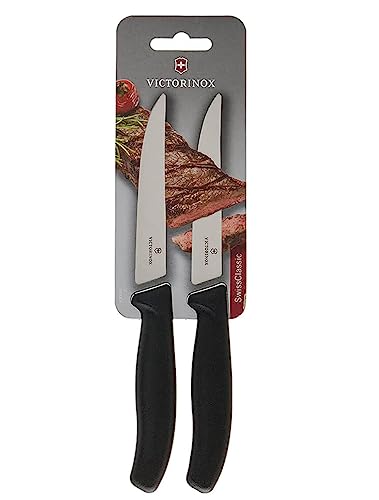 Victorinox, Swiss Classic, Profi Steakmesser Gourmet, Extra Scharfe Klinge, gerader Schliff, 12 cm, Robuster Kunststoffgriff, Rostfreier Stahl, schwarz im Sale