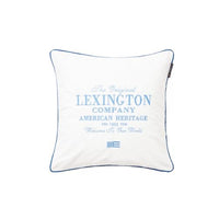 Thumbnail for LEXINGTON The Original Logo Organic Cotton Twill PillowCover, White/Blue, 50x50