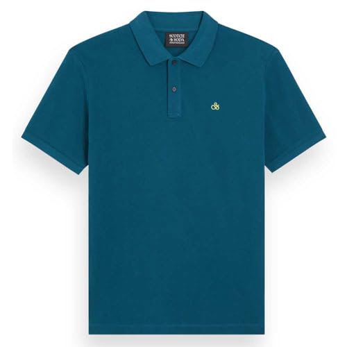 Scotch & Soda Herren Essential Organic Cotton Pique Polo Shirt, Algae 6895, EU im Sale